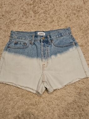 006p Pistola Blue-to-White Dip Dye High-Rise Jean Shorts